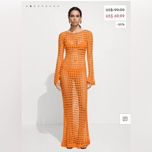 Orange cotton-blend knitted dress.  Size 6. Worn once. Perfect condition.